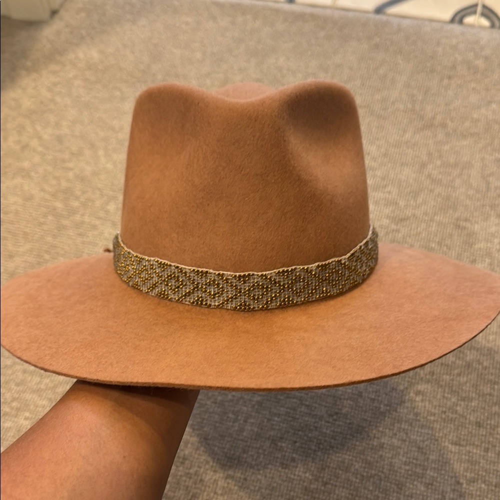 Stylish Brown Fedora with Beaded Band